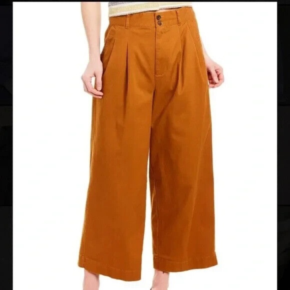 Madewell High Waist Crop Pleated Wide Leg Pants Sz 2 Burnt Orange